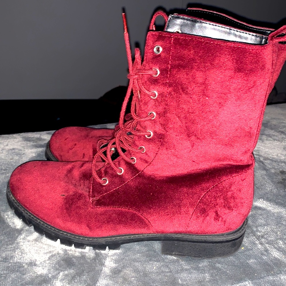 Wine Velvet Boots